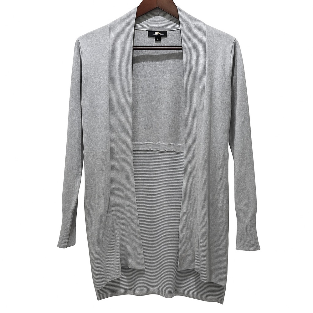 Premise Ribbed Open Front Longline Cardigan Sweater with Pockets Medium
